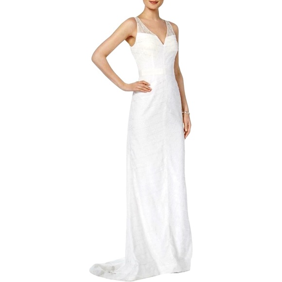 Adrianna Papell Lace Tiered Ivory Formal Dress - Main Image